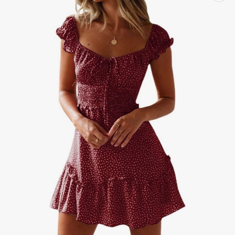 Women's Summer Ruffle Sleeve Sweetheart Neckline Printing Dress Mini Dress